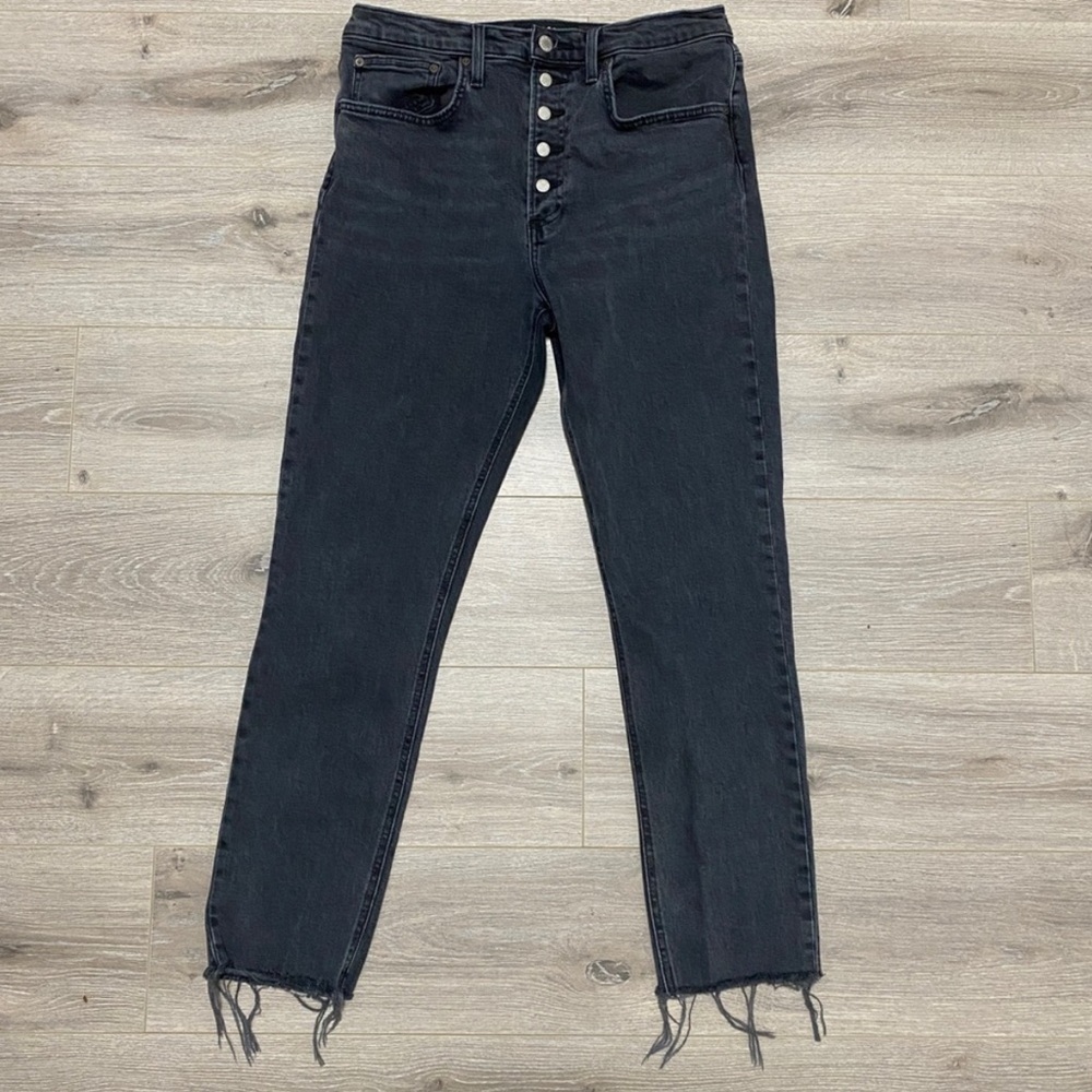 Denim Forum Charcoal High-Rise Button Jeans